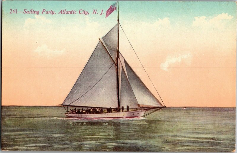 Sailing Party Yacht Atlantic City NJ Vintage Postcard G26