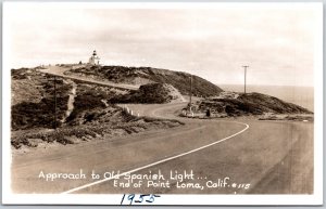 Approach To Old Spanish Light End Point Loma California Real Photo RPPC Postcard