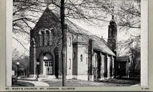 Vintage 1930's St Mary's Church Mount Vernon Illinois IL Antique Postcard