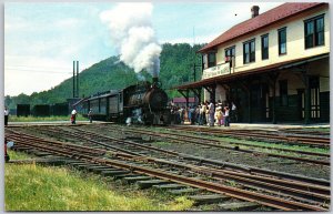 Down By The Station Narrow-Gauge Railway Passenger Train Posted Postcard