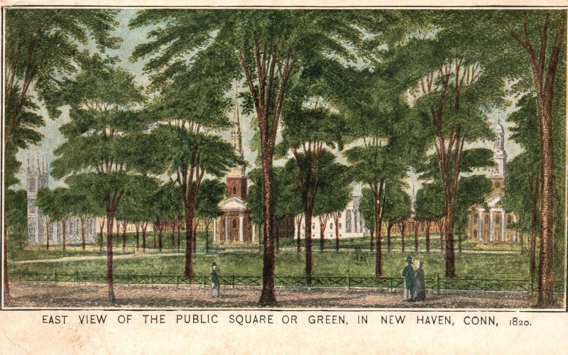 Vintage Postcard 1910 East View of the Public Square or Green New Haven Conn. CT 