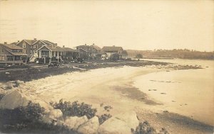 Mystic CT Children's Beach Shoreline Houses Old Car Real Photo Postcard