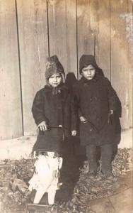 Children with Baby Doll in Stroller Real Photo Antique Postcard J79484