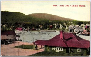 VINTAGE POSTCARD EXPANSIVE VIEW OF THE NEW YACHT CLUB AT CAMDEN MAINE c. 1910