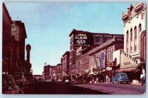 Butte Montana MT Postcard Scene Looking West On Park Street Hotel Clark Vintage