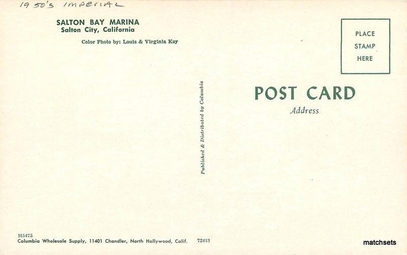 1950s Imperial Salton Sea Bay Marina California Columbia postcard 3043