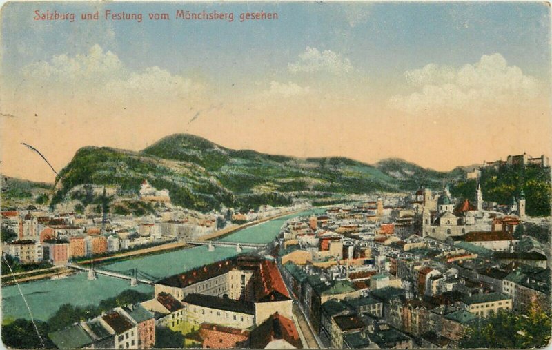 Austria Salzburg early panorama postcard