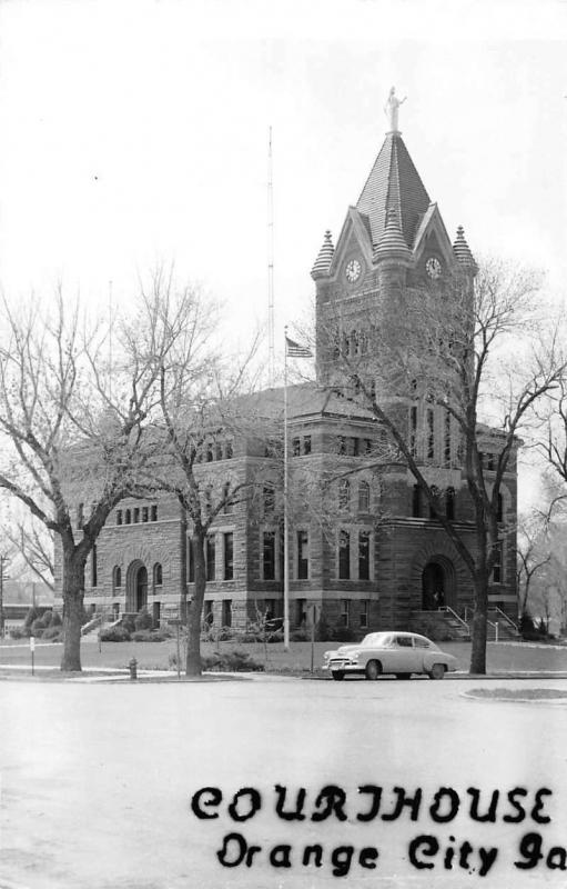 Orange City Iowa Court House Real Photo Antique Postcard K64026