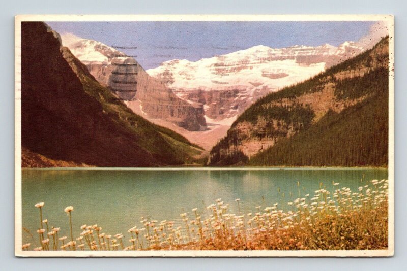 Banff National Park Canada Lake Louise Scenic Landscape Chrome Cancel Postcard 