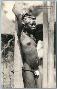 AFRICAN GIRL ANTIQUE POSTCARD