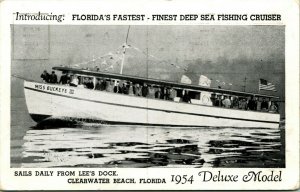 Miss Buckeye III Deep Sea Fishing Cruiser Clearwater Beach FL 1954 Postcard UNP