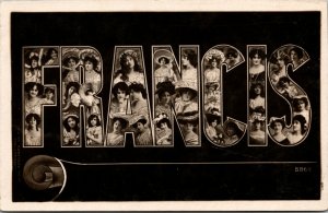 Vtg 1905 Francis Large Letter Name Woman Photos Images Rotograph Co Postcard