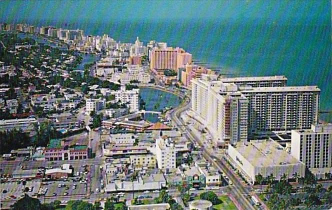 Florida Miami Beach Aerial View Looking North Along Collins Avenue 1972