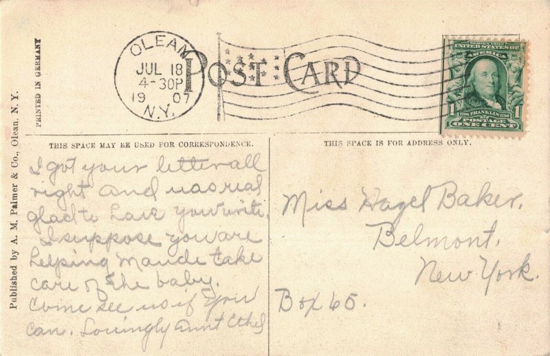 c.1907 Pavilion Riverhurst Park Olean N.Y. Hand Colored Postcard 2T6-381