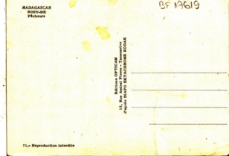 BF17619 madagascar nosy be pecheurs fishing types  front/back image