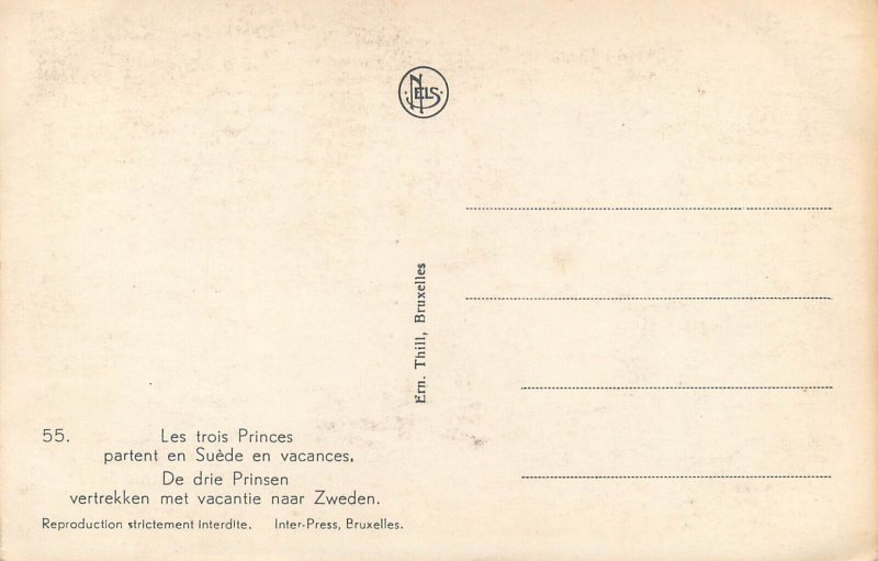 The three princes go to Sweden on vacation Belgium infant royalties postcard