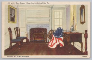 Linen~Betsy Ross House Flag Room Philadelphia Pennsylvania~Vintage Postcard