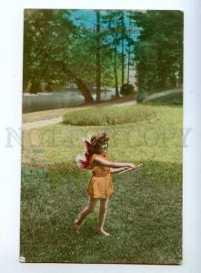 244296 Little Girl w/ WINGS Archer CUPID Angel Vintage PHOTO