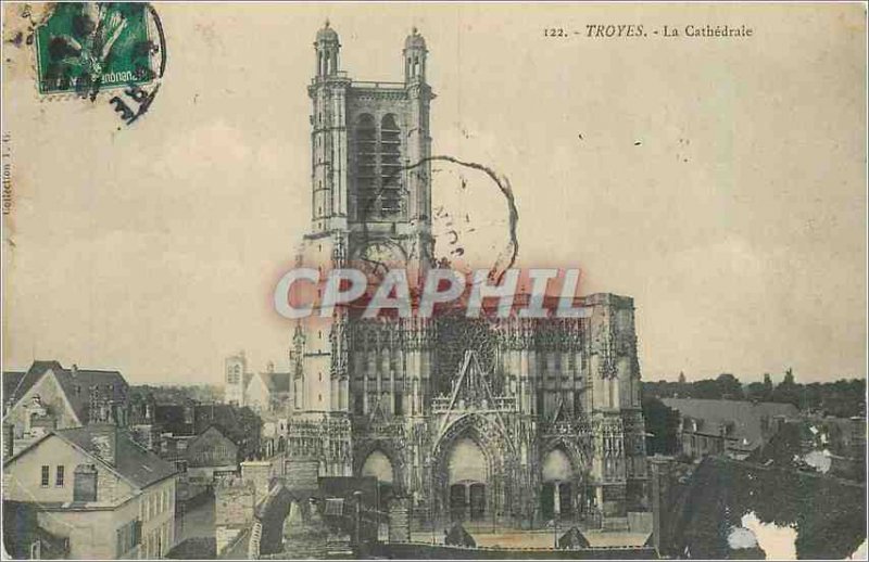 Postcard Old Troyes cathedral