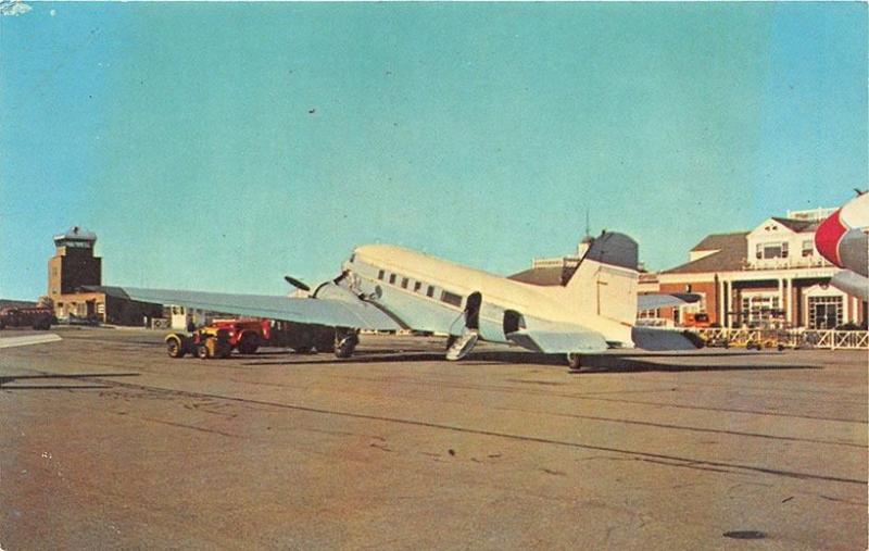 Worcester MA Municipal Airport Prop Airplanes Postcard