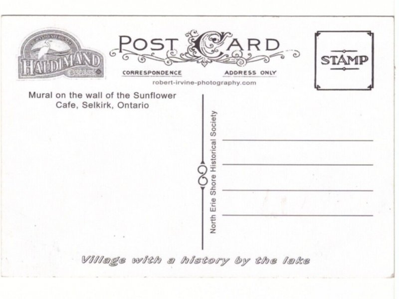 Wall Mural, Sunflower Cafe, Selkirk, Ontario, Chrome Postcard