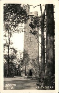 New Hope Pennsylvania PA Bowmans Tower Real Photo Postcard