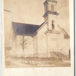 c1910s Eldon, IA RPPC ME Church Methodist Sharp Real Mirmont Photo Co Iowa A173