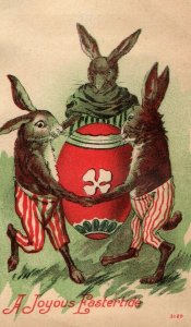 C.1905 Brown Easter Rabbits Bunnies Anthropomorphic Lot of 6 Postcards P2