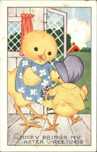 Easter Dressed Chick Fantasy WHITNEY Embossed c1910 Postcard