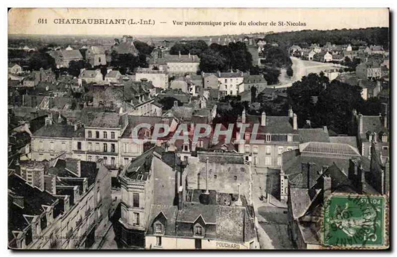 Chateaubriant Old Postcard Panoramic View from the bell tower of St Nicolas