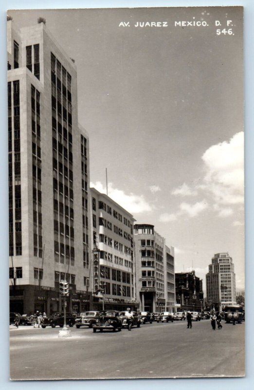 Mexico City Mexico Postcard Avenue Juarez View c1950's Unposted RPPC Photo