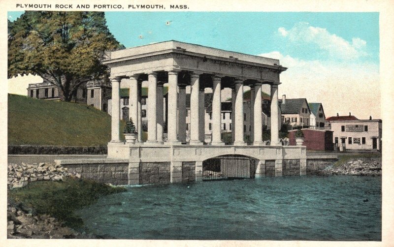 Vintage Postcard Plymouth Rock and Portico Plymouth Massachusetts MA Smith News