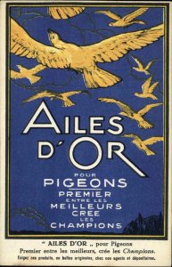 Poster Art Ammonia Sulfate Fertilizer AILES D'OR Pigeons Birds Psotcard