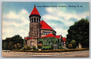 Wheeling West Virginia~Vance Memorial Church~Tower~Ivy~Romanesque~Linen Postcard