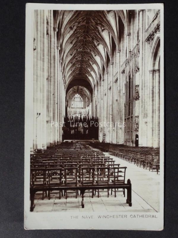 Hampshire WINCHESTER Cathedral The Nave - Old RP Postcard