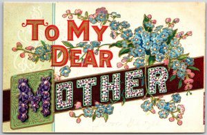 Mother's Day To My Dear Mother Petal Letters Forget Me Nots Postcard