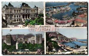 Old Postcard Oran Vue Generale Harbor Place rech and Theater and The Port