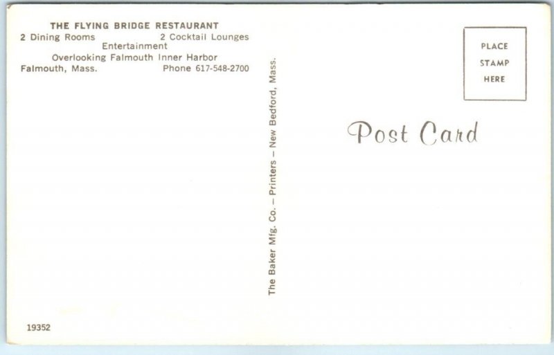 Postcard - The Flying Bridge Restaurant - Falmouth, Massachusetts