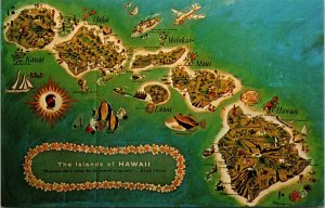 Map of the Hawaiian Islands Postcard PC41