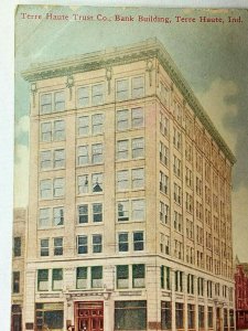 Terre Haute Indiana, 1909 Terre Haute Trust Co. Bank Building, Vintage Postcard