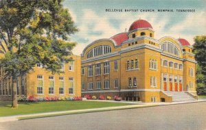 MEMPHIS, TN Tennessee   BELLEVUE BAPTIST CHURCH   c1940's Linen Postcard