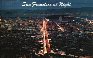 Vintage Postcard San Francisco At Night Twin Peaks California Pub E.F. Clements