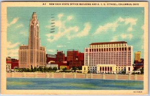 VINTAGE POSTCARD THE NEW OHIO STATE OFFICE BUILDING AND CITADEL AT COLUMBUS OHIO