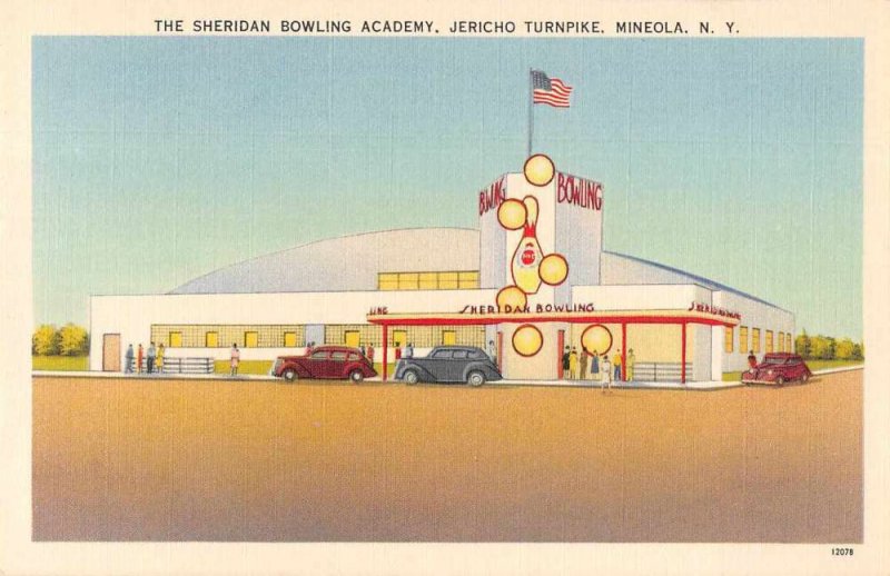 Mineola New York Sheridan Bowling Academy Jericho Turnpike Postcard JJ658878