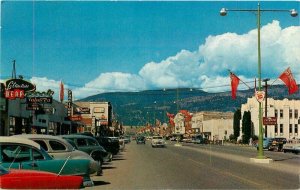 Canada Kelowna Bernard Avenue West 1950s Postcard Automobiles 22-2213