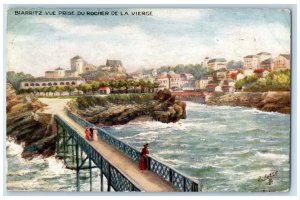 1910 Biarritz The Rock View of the Virgin Antique Oilette Tuck Art Postcard