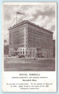 SPRINGFIELD, Massachusetts MA ~ HOTEL KIMBALL Chestnut & Bridge c1910s  Postcard