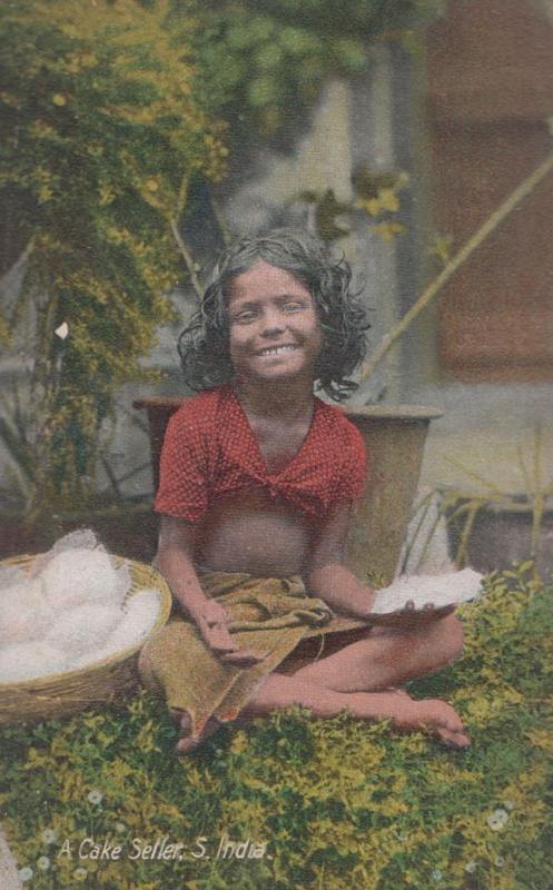 A Cake Seller Antique Indian Postcard