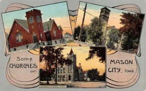 MASON CITY, Iowa IA   PRESBYTERIAN~CONGREGATIONAL~ME CHURCHES  ca1910's Postcard