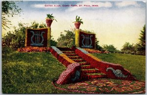 Gates Ajar Como Park Saint Paul Minnesota MN Grounds Floral Garden Postcard